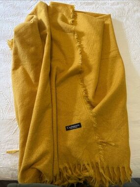 Mustard Yellow Fringe Wrap Scarf